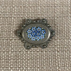 Deleting 8/1/22 Alpacca Mosaic Floral Brooch Pin Vintage Inlay